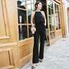 New Women Elegant Black Jumpsuit Summer Beading Sexy Off shoulder High Waist Luxury Office Lady Halter Jumpsuits 210326