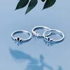 Minimalistische 3 verschiedene Farben Kristallblätter Ringe für Frauen 925 Sterling Silber Ring Edlen Schmuck Mädchen Geschenk 210707