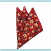 Fashion Aessories Casual Floral Cotton Ties And Pocket Square Sets Flower Print Skinny Necktie For Men Mens Neck Tie Cravat 6Cm Slim Necktie