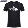 KOLVONANIG Men's Clothing Brand Fisherman Tshirts Skull Fish-Bones Print T Shirt Men Cotton O-Neck Fishinger Gift Top Tees 210322