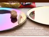 28cm gold / color disc metal round tray rainbow color fruit tray jewelry display plate 430 # stainless steel