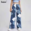 Ladiguard Donna Denim Pantaloni Ragazze Streetwear Sexy Jeggings Jeans a gamba dritta Pantaloni Moda rombo Demin Pantaloni Harajuku 2021 Y211115