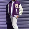 Män Varsity Bomber Jacka harajuku Korea Benbrev Patchwork Hip Hop Streetwear Single BBREASTED Baseball Coats Unisex College 211013