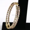 Hoop Huggie 60mm Bling Princess Cut Stones Baguette Kolczyki Duże kolczyki Hoop-Gold Plated Rhinestone Cyrkon Urok