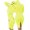 Spaß Leder Frauen Cosplay Halloween Maskierte Kapuzen Overalls Nachtclub Bar DS Kleidung Sexy Damen Kleid Doppel-reißverschluss Kleid