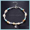 Jewelrybeach Anklets Set Chaîne Femmes Shell Starfish Mti-Couche Perlée Bohème Fait À La Main Drop Livraison 2021 7Jxbf