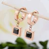 Rose Gold roestvrij staal Dange Earring Sauare Black White Diamond Huggie oorbellen voor vrouwen7330357