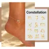 Mode Constellation Zodiac Anklets Armband för kvinnor 2021 Enkla 12 Constellations Foot Smycken Benkedjor med oberoende papperskort och Oppväska Förpackning