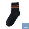 Calze da uomo 5 paia Fashion Autunno Inverno Uomini Ankle Sock Stroped Polsini in cotone Sport Colori opzionali
