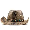 Chapéus de aba larga Chapéu de cowboy de palha 100% natural Homens Homens de made