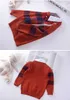 Col de chemise garçons chandails bébé rayure Plaid pull tricot enfants vêtements automne hiver enfants chandails garçon vêtements 210902