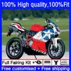 Bodys wtrysku dla Ducati 848R 1098R 1198R 848 1098 1198 Red Blue Hot S R 07 09 10 11 12 14No.44 Nadwozie 848S 1098S 1198S 2007 2008 2009 2011 2012 Zestaw OEM OEM