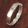 Bangle unisex stilfullt rostfritt stål tre lager tvärvarmarmband smycken lås charm armband manliga band presenter