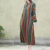 Johnature Lato Moda Retro Plate Klamra Stojak Kieszenie Paski Sukienka Bawełniana Pościel Wygodne Kobiety Cheongsam Dress 210521