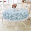 Waterproof Oil Proof Tablecloth Round PVC Romantic Florals Printed Cover Wedding Decoration Clothe Modern 210626