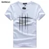 Tシャツ男性シンプルデザインラインクロスプリントコットンTシャツメンズ到着夏スタイル半袖メンズTシャツB0373 210518