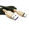 3A 1m / 3FT Micro USB-typ-C-kablar Zinc Alloy Flätad MicroUSB Laddarkabel för Huawei Xiaomi LG Andriod Mobiltelefon