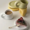 Cutelife Nordic White Mała ceramiczna kawa Zestaw Dekoracyjne śniadanie Picie Latte Milk Tea Spodek Ślubny Wielokrotnego użytku Puchar
