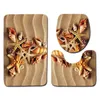 3 pcs Shells Ocean Bath Mats Anti Slip Bathroom Mat Set Tapete Banheiro Washable Bathroom Toilet Rug Alfombra Bano 211109