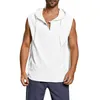 Camisetas sin mangas para hombre, Top holgado de lino y algodón, chaleco con botones lisos, camisa sin mangas con capucha para playa y ocio para verano, Debardeur Homme C