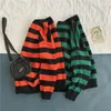 Męskie Swetry 2022 Moda Zielony Czarny Stripe Sweter Dzianiny Mężczyźni I Damska Jesień Zima Okrągły Neck Casual Trend Pullover Odzież S-2XL