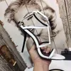 designer women Sandals party fashion 100% leather Dance shoe new sexy heels Super 10cm Lady wedding Metal Belt buckle High Heel Woman shoes Large size 35-40-41 With box