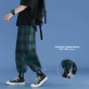 Trendiga Plaid Streetwear Byxor Mäns Bekväma Pant Sommar Loose Casual All-Match Korean Joggers Trousers 210715