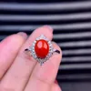 Cluster Rings KJJEAXCMY Boutique Jewelry 925 Sterling Silver Inlaid Natural Red Coral Gemstone Female Luxury Ring Support Detection Edwi22