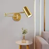 Vägglampa nordisk minimalistisk ljus inomhus dubbel swing arm roterbar guld hem dekoration sovrum studie ledde modern