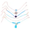 Bijoux à la main en gros bijoux tendance boussole courbure turquoise diamant pendentif pendentif six pièces bracelet