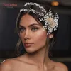 YouLapan HP284 Golden Floral Hair Pieces Rhinestone Bröllop Hårtillbehör Kvinnor Kronor och Tiaras Luxury Bridal Hair Smycken X0625