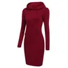 Fall Winter Women Hooded Sweater Dress Casual Long Sleeve Pocket Bodycon Pencil Hoodie Pullover Jumper Knee Sweatshirt Clothes Plu5337164