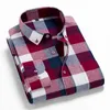 Homens xadrez 100% camisa de algodão primavera outono homens casuais camisas manga longa chemise homme masculino verificação 210628