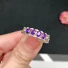 Cluster Rings Bague en pierre précieuse d'améthyste violette romantique avec argent pour femme