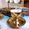 Keramiek afternoon thee gouden zilveren theekopje vintage koffiekopje schotel lepel set klassieke drankje nordic porselein mok