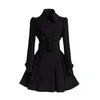 Women's Trench Coats Autumn Winter Vintage Woman Wool Coat Classic Long With Belt Office Lady Casual Business Outwear