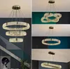 Светодиодная NORBLE Golden Silver Colorized Crystal Crystal Chanssteries Ring Designer Подвесные светильники Освещение Подвеска Светильника Ламп для фойе