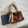 Shoulder Bags PU Leather Women's Bag Simple Fashion Ladies Handbag Waterproof Dumplings Crossbody Ribbon Decoration Shouder