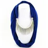 Scarves Arrival Women Fashion Garment Accessory Punk Style Rivet Pendant Necklace Scarf Jewelry Charms Solid Color226o