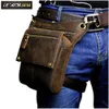 Crazy Horse Leather Waist Bags Men Multifunction Design Small Messenger Fashion Travel Belt Waist Pack Drop Leg Pouch Male