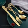 36pcs Royal Cutlery Set Gold Stainless Steel luxury Dinnerware Knives Ice Tea Spoon Forks Kitchen Tableware Dinner Silverware 211108