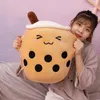 2021 Toys Cute Fruit Drink Stuffed Soft Pink Strawberry Milk Plush Boba Cup Toy Bubble Tea Pillow Cushion Kids Gift