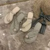 Été Femmes Pantoufles Clip Toe Plage Chaussures Sandales Diapositives Appartements À Talons Bleu Blanc Mode Pantoufles Mules Chaussures 210513