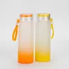 Sublimation Water Bottles 500ml Frosted Glass Water Bottle Gradient Color Blank Tumbler Drink ware Cups FY5084