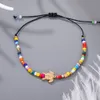 Braccialetto intrecciato fatto a mano con fili di occhio azzurro malvagio Catena Elefante Albero della vita Fascino Braccialetti con perline di semi di arcobaleno per donne Ragazze Bijoux Femme