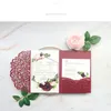 100Pcs Laser Cut Invitation For Wedding Birthday Business White Pink Silver Paper Thank You Cards With Pocket Custom Printing Greeting