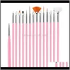 15128pcs Brush Set Builder Flat Crystal Painting Drawing Scarving Manucure Tool X6OHF Brosses 8xebs