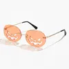 Rimlös pumpa form solglasögon kvinnor män 2021 oval legering ihålig solglasögon kvinnliga halloween punk glasögon oculos1566043