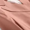 秋のオフィスジャケットの高品質カジュアルなダブルブレストソリッドカラー女性のブロザールース長袖レディーススモールスーツ210527