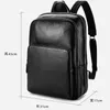 Negócio mochila primeira camada de couro homens macio couro genuíno grande capacidade de 16 polegadas laptop viajar mochila